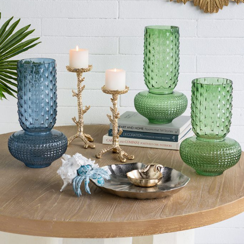 Artekko Artekko Glassy Μπλε Γυάλινο Βάζο (21.5x21.5x32.6)cm B8672-BLUE