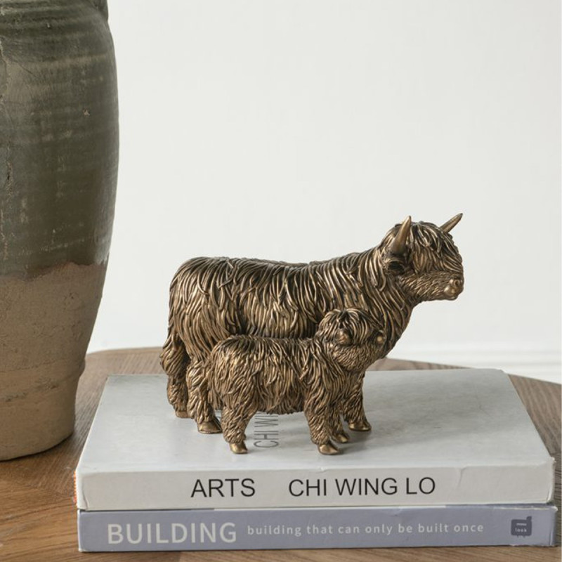 Artekko Artekko Animal Μπρονζέ Επιτραπέζιες Διακοσμητικές Αγελάδες από Ρητίνη (19x10.8x13.8)cm B9039