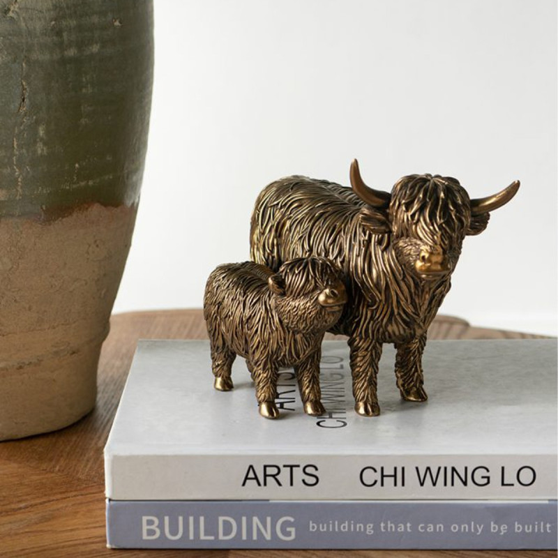 Artekko Artekko Animal Μπρονζέ Επιτραπέζιες Διακοσμητικές Αγελάδες από Ρητίνη (19x10.8x13.8)cm B9039
