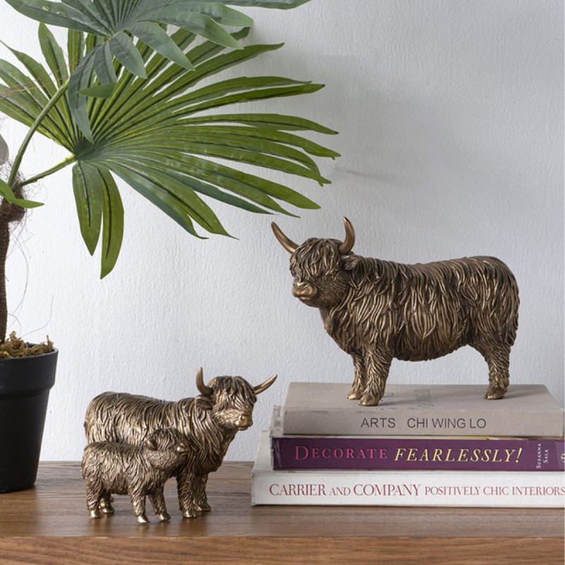 Artekko Artekko Animal Μπρονζέ Επιτραπέζιες Διακοσμητικές Αγελάδες από Ρητίνη (19x10.8x13.8)cm B9039