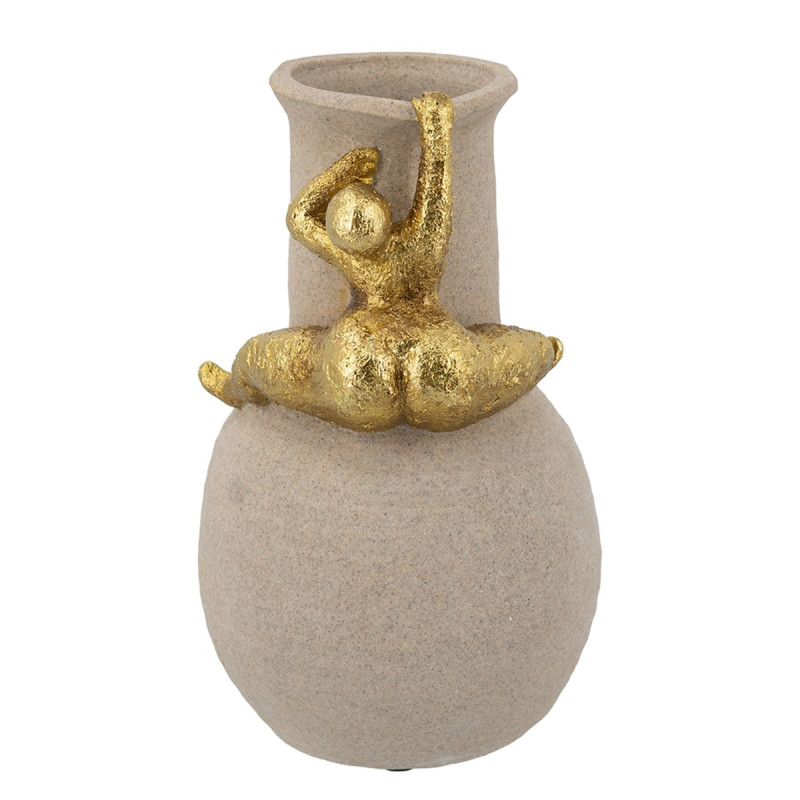 Artekko Artekko Figurine Μπεζ Βάζο Ρητίνης με Γυναικεία Φιγούρα (17.5x17.5x29)cm B9286