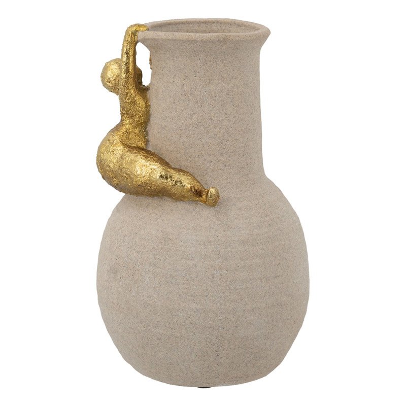 Artekko Artekko Figurine Μπεζ Βάζο Ρητίνης με Γυναικεία Φιγούρα (17.5x17.5x29)cm B9286