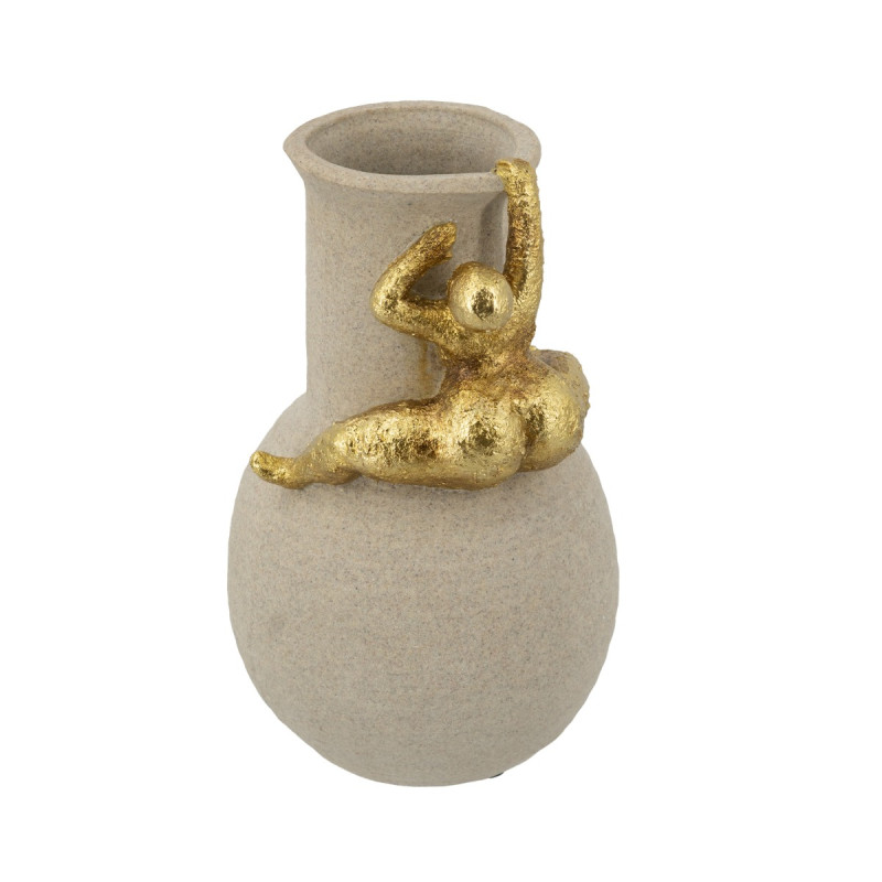 Artekko Artekko Figurine Μπεζ Βάζο Ρητίνης με Γυναικεία Φιγούρα (17.5x17.5x29)cm B9286