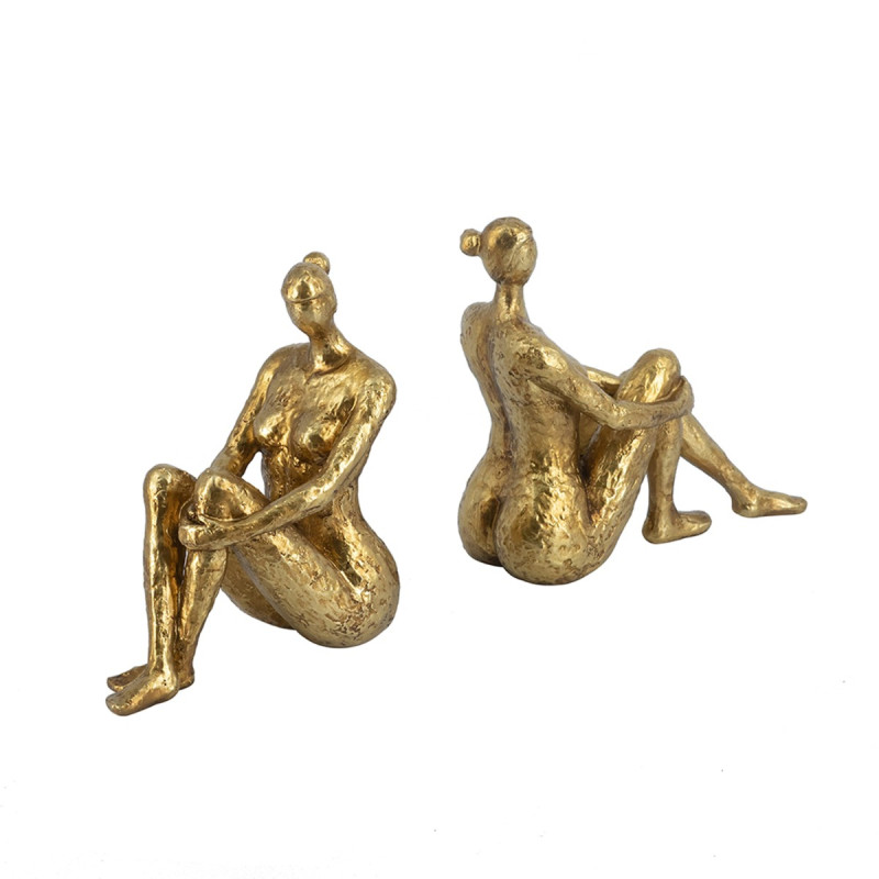 Artekko Artekko Bookends Figurine Χρυσοί Βιβλιοστάτες  Ρητίνης με Γυναικεία Φιγούρα (19.3x9x19.7)cm 2pcs B9288