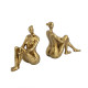 Artekko Artekko Bookends Figurine Χρυσοί Βιβλιοστάτες  Ρητίνης με Γυναικεία Φιγούρα (19.3x9x19.7)cm 2pcs B9288