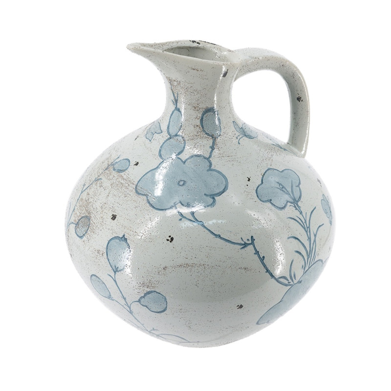 Artekko Artekko Aging Λευκό Κεραμικό Βάζο Κανάτα με Μπλε Λουλούδια (26.6x26.6x31.1)cm C0060