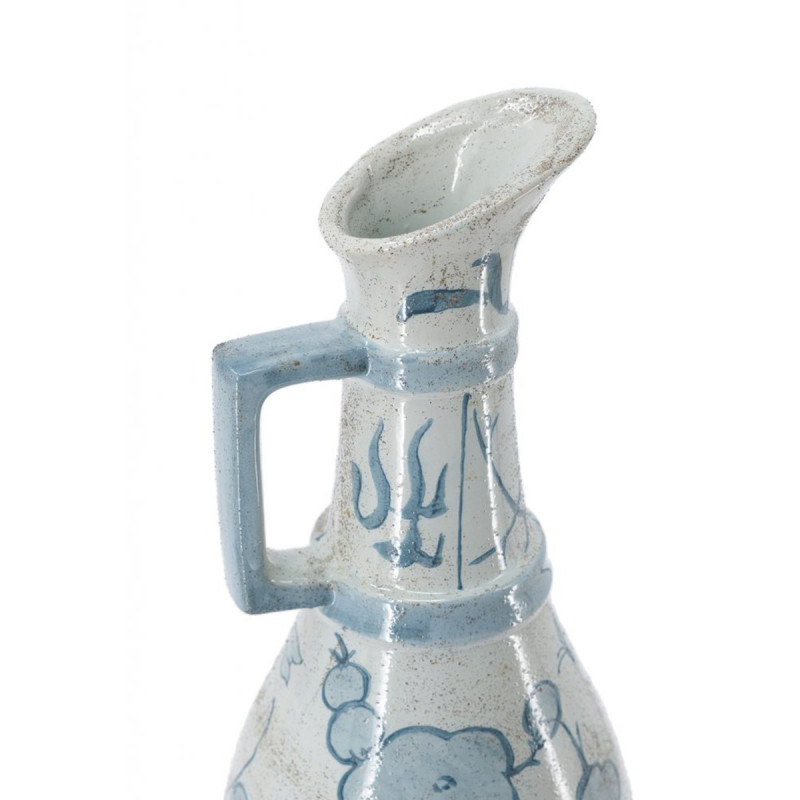 Artekko Artekko Aging Λευκό Κεραμικό Βάζο Κανάτα με Μπλε Λουλούδια (17.7x17.7x42)cm C0061