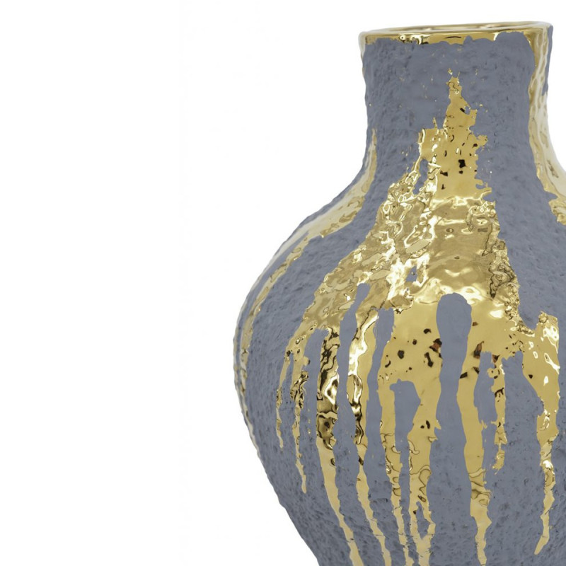Artekko Artekko Candia Κεραμικό Βάζο σε Μπλε με Χρυσό (23x23x41.5)cm C0073