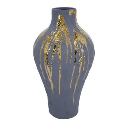 Artekko Artekko Candia Κεραμικό Βάζο σε Μπλε με Χρυσό (26x26x50)cm C0074