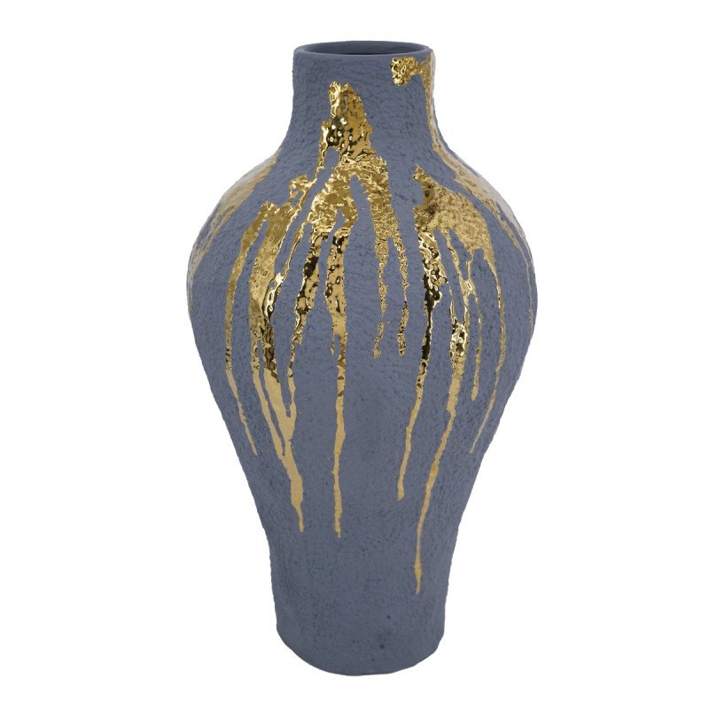 Artekko Artekko Candia Κεραμικό Βάζο σε Μπλε με Χρυσό (26x26x50)cm C0074