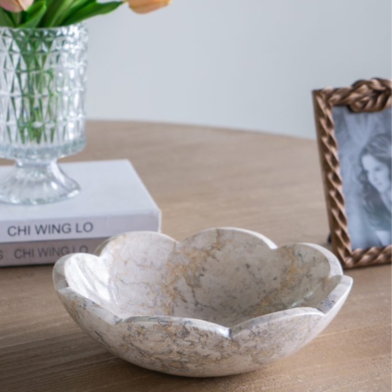 Artekko Artekko Marble Μπεζ Μαρμάρινο Μπολ (25x25x7.5)cm C5459