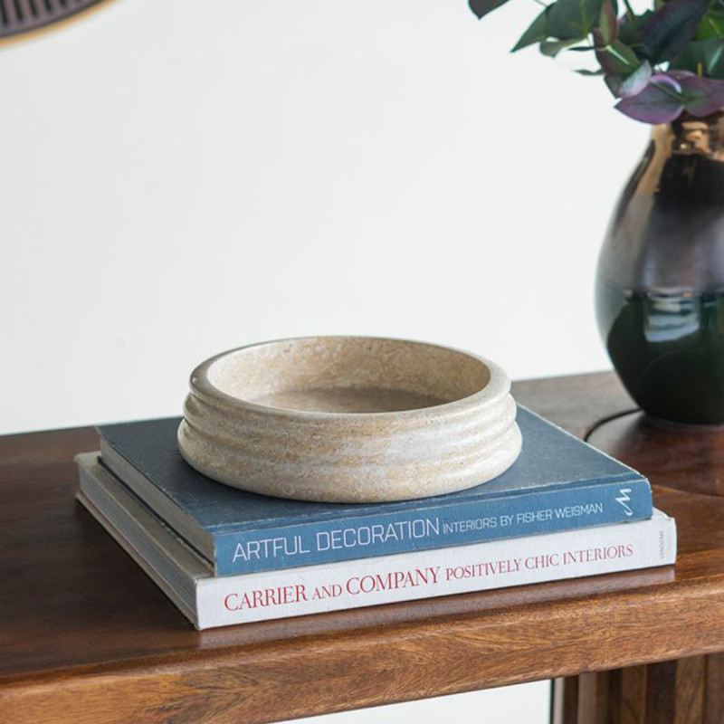 Artekko Artekko Marble Μπεζ Μαρμάρινο Μπολ (22x22x5)cm C5463