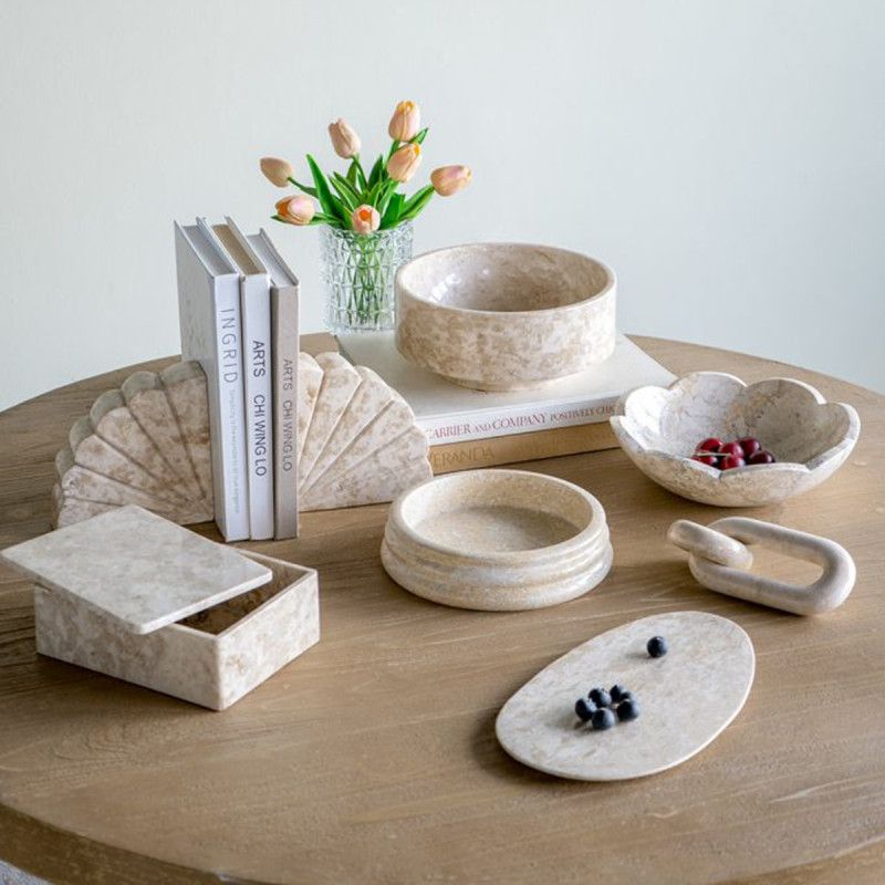 Artekko Artekko Marble Μπεζ Μαρμάρινο Μπολ (22x22x5)cm C5463