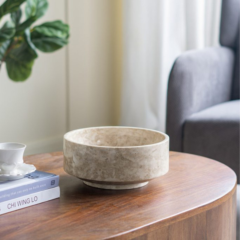 Artekko Artekko Marble Μπεζ Μαρμάρινο Μπολ (24x24x11)cm C5464