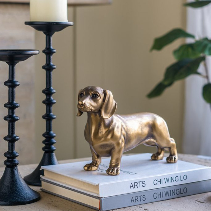 Artekko Artekko Animal Μπρονζέ Επιτραπέζιος Διακοσμητικός Σκύλος από Ρητίνη (29x8.5x16.8)cm C5466