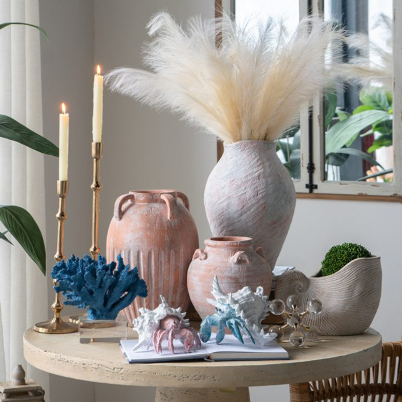 Artekko Artekko Animal Μπλε Επιτραπέζιο Διακοσμητικό Καβούρι σε Λευκό Κοχύλι από Ρητίνη (18.5x18x14.5)cm C5469-WTBL