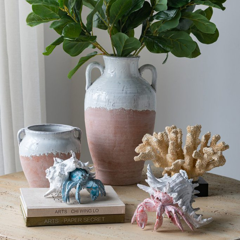 Artekko Artekko Animal Μπλε Επιτραπέζιο Διακοσμητικό Καβούρι σε Λευκό Κοχύλι από Ρητίνη (18.5x18x14.5)cm C5469-WTBL