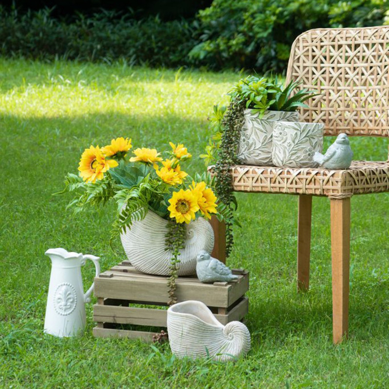 Artekko Artekko Cement Μπεζ Τσιμεντένιο Διακοσμητικό Δοχείο Κασπώ (21.5x14x16)cm C5473