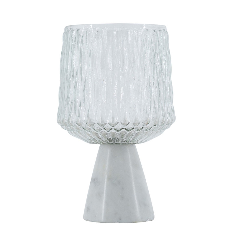 Artekko Artekko Marble Διάφανο Γυάλινο Κηροπήγιο σε Λευκή Μαρμάρινη Βάση (13x13x20)cm C5557