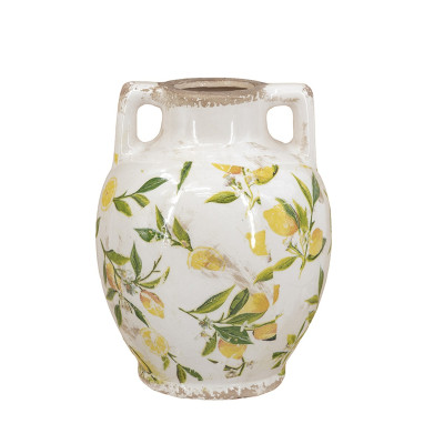 Artekko Artekko Lemon Λευκό Κεραμικό Βάζο με Λεμόνια (22x17x17)cm C5615