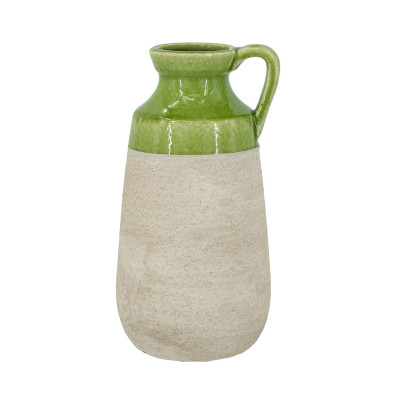 Artekko Artekko Candia Πράσινο Κεραμικό Βάζο με Μπεζ (15.5x14.5x30)cm C6072