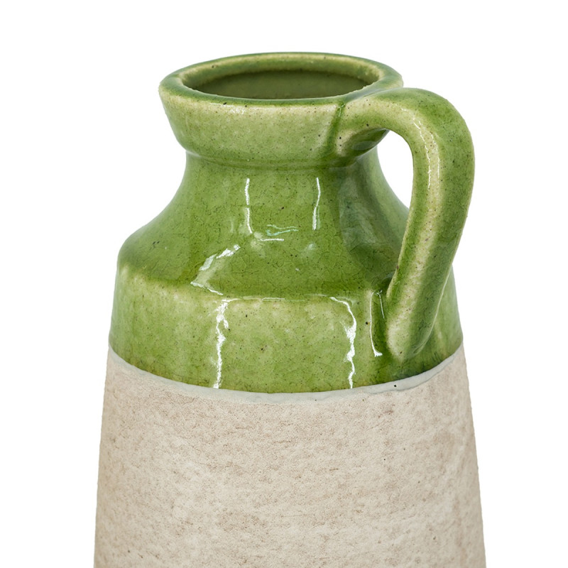Artekko Artekko Candia Πράσινο Κεραμικό Βάζο με Μπεζ (15.5x14.5x30)cm C6072