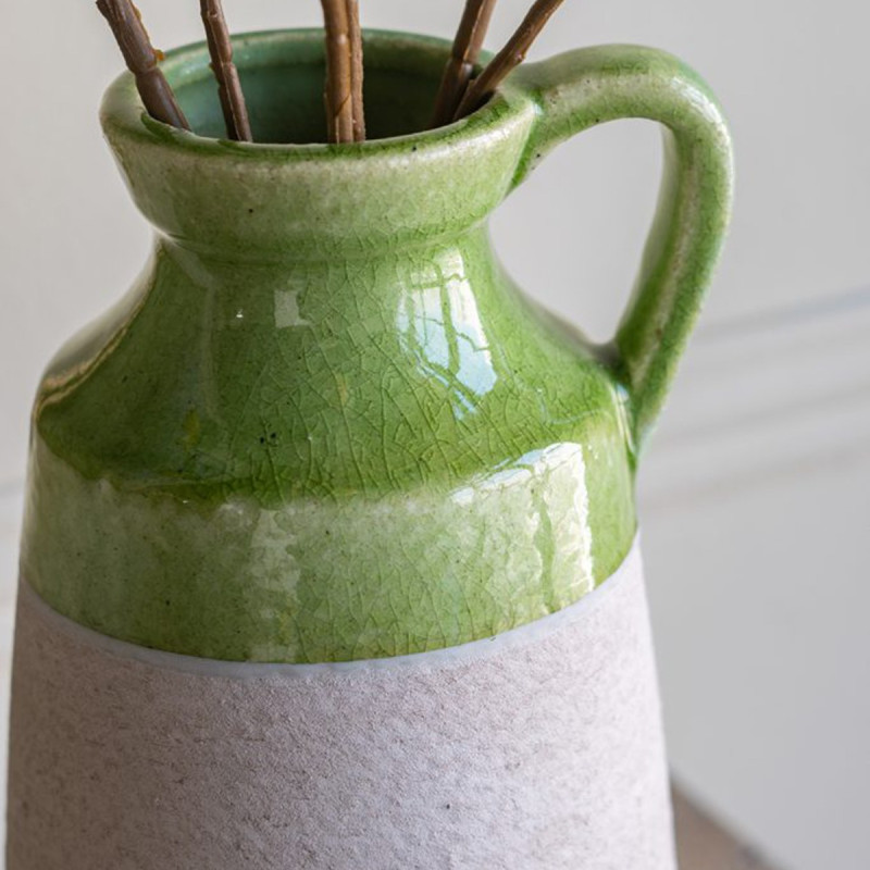 Artekko Artekko Candia Πράσινο Κεραμικό Βάζο με Μπεζ (15.5x14.5x30)cm C6072