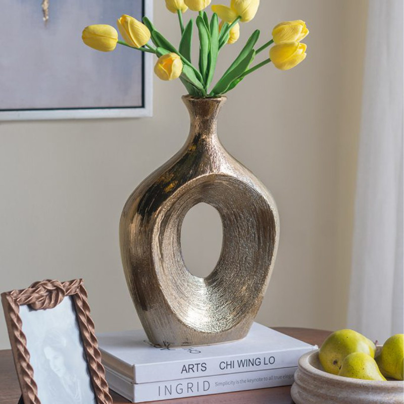 Artekko Artekko Lidded Μπρονζέ Κεραμικό Βάζο (23x8x33.5)cm C6105