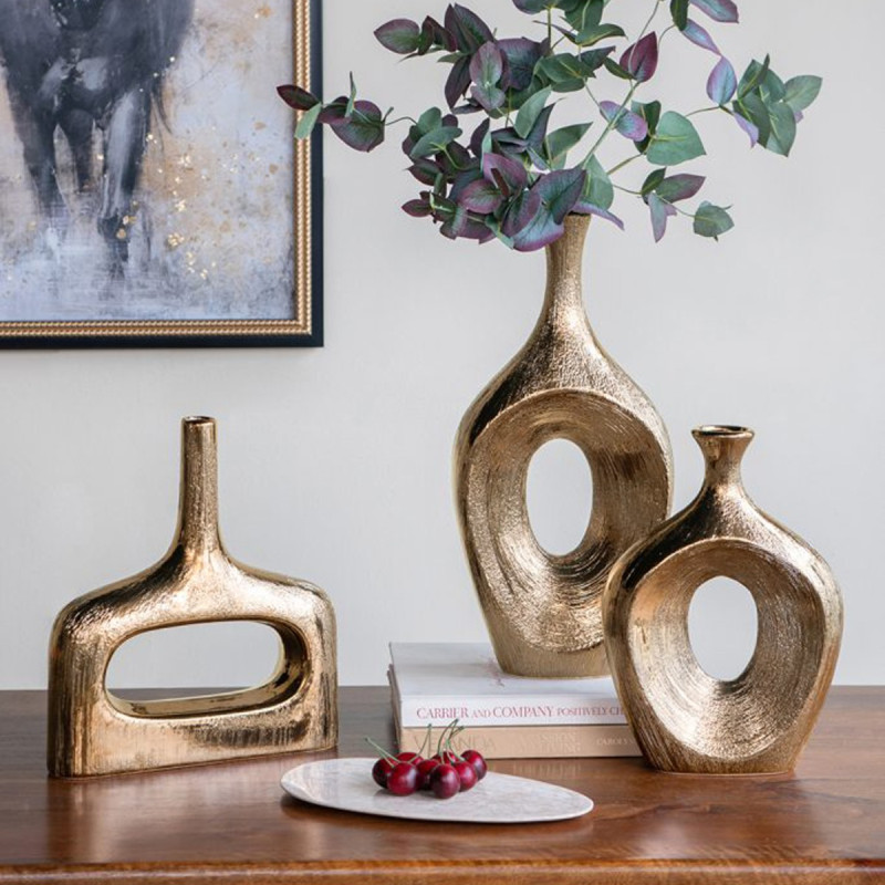 Artekko Artekko Lidded Μπρονζέ Κεραμικό Βάζο (23x8x33.5)cm C6105