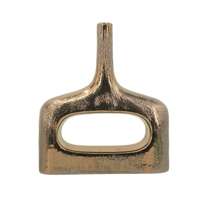 Artekko Artekko Lidded Μπρονζέ Κεραμικό Βάζο (23x7x33)cm C6107