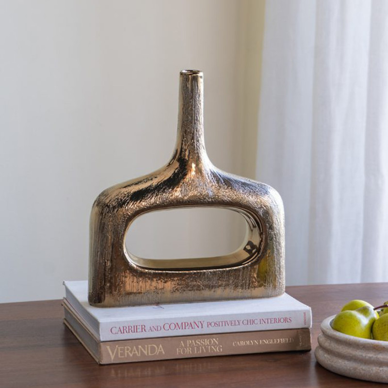 Artekko Artekko Lidded Μπρονζέ Κεραμικό Βάζο (23x7x33)cm C6107