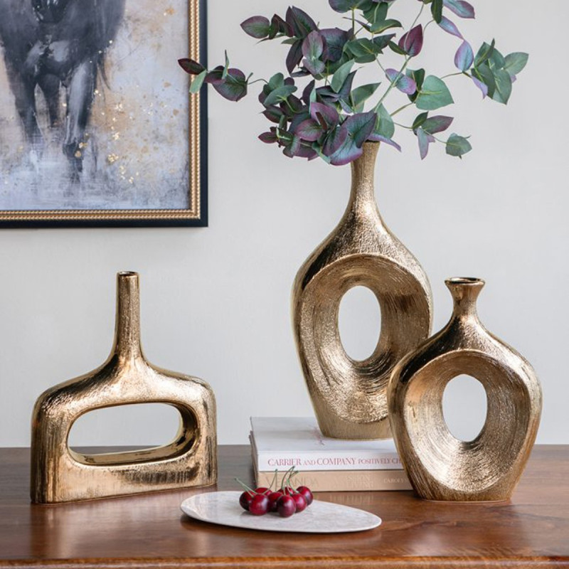 Artekko Artekko Lidded Μπρονζέ Κεραμικό Βάζο (23x7x33)cm C6107