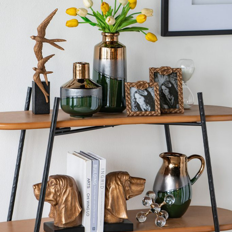 Artekko Artekko Electric Κεραμικό Βάζο Κανάτα σε Πράσινο με Μπρονζέ (20.5x16x25)cm C6109