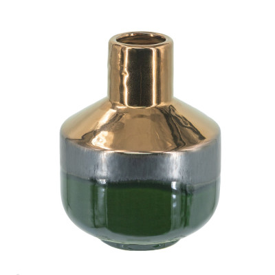 Artekko Artekko Electric Κεραμικό Βάζο σε Πράσινο με Μπρονζέ (15.5x15.5x20)cm C6110