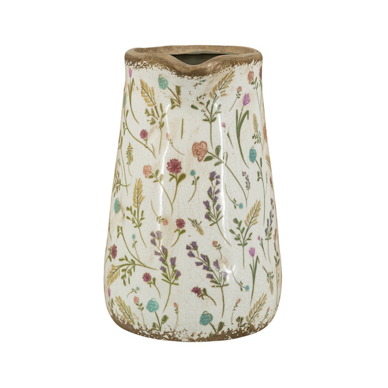 Artekko Artekko Aging Λευκό Κεραμικό Βάζο Κανάτα με Λουλούδια (20.5x14.5x23)cm C8224