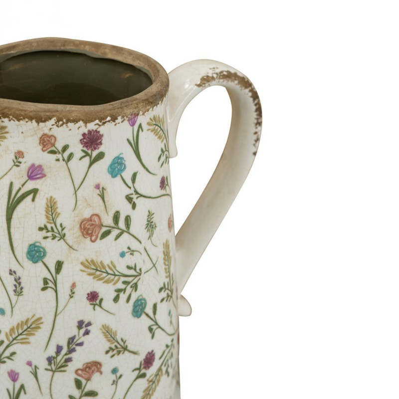 Artekko Artekko Aging Λευκό Κεραμικό Βάζο Κανάτα με Λουλούδια (20.5x14.5x23)cm C8224