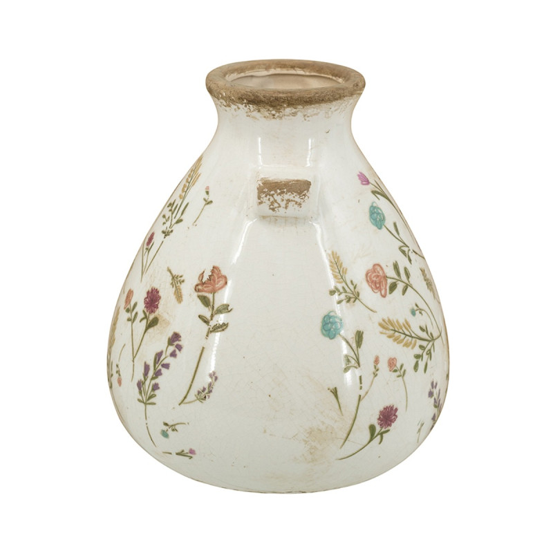 Artekko Artekko Aging Λευκό Κεραμικό Βάζο με Λουλούδια (17x17x19.5)cm C8230