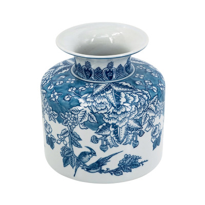 Artekko Artekko Melania Διακοσμητικό Βάζο Πορσελάνης σε Άσπρο με Μπλε (20x20x21)cm C8368