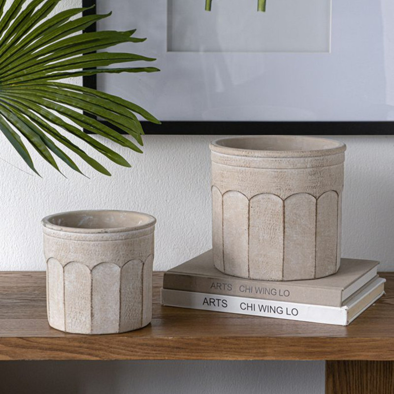 Artekko Artekko Cement Μπεζ Τσιμεντένια Κασπώ (19x19x18)cm 2pcs C8384