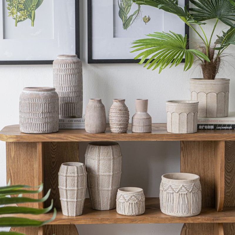 Artekko Artekko Cement Μπεζ Τσιμεντένια Κασπώ (19x19x18)cm 2pcs C8384