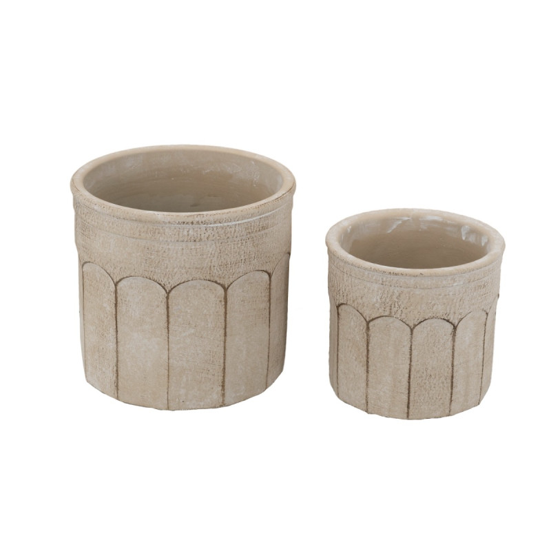 Artekko Artekko Cement Μπεζ Τσιμεντένια Κασπώ (19x19x18)cm 2pcs C8384