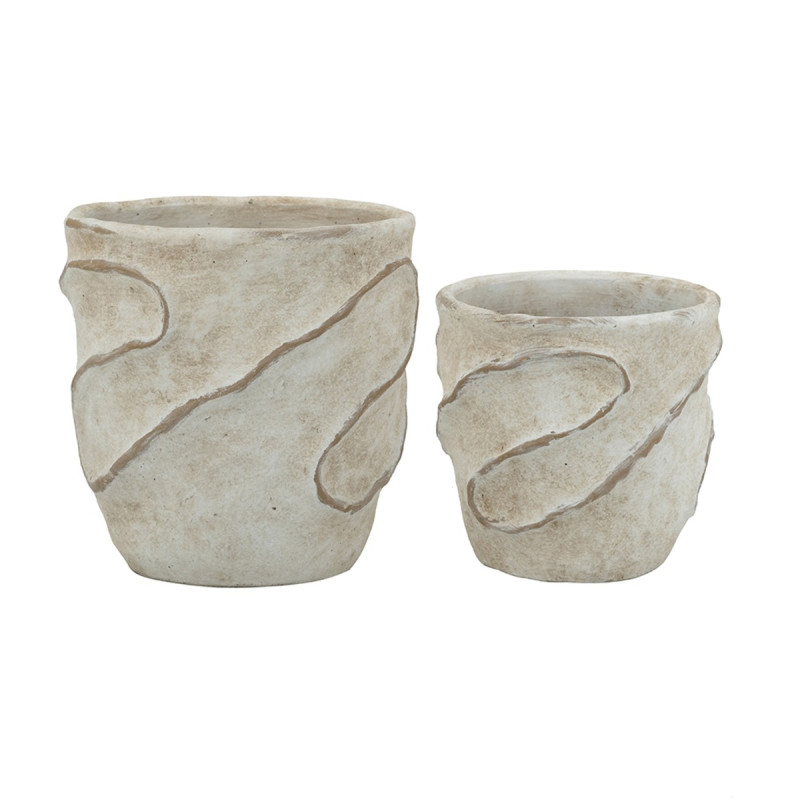 Artekko Artekko Cement Μπεζ Τσιμεντένια Κασπώ (18x18x18)cm 2pcs C8390