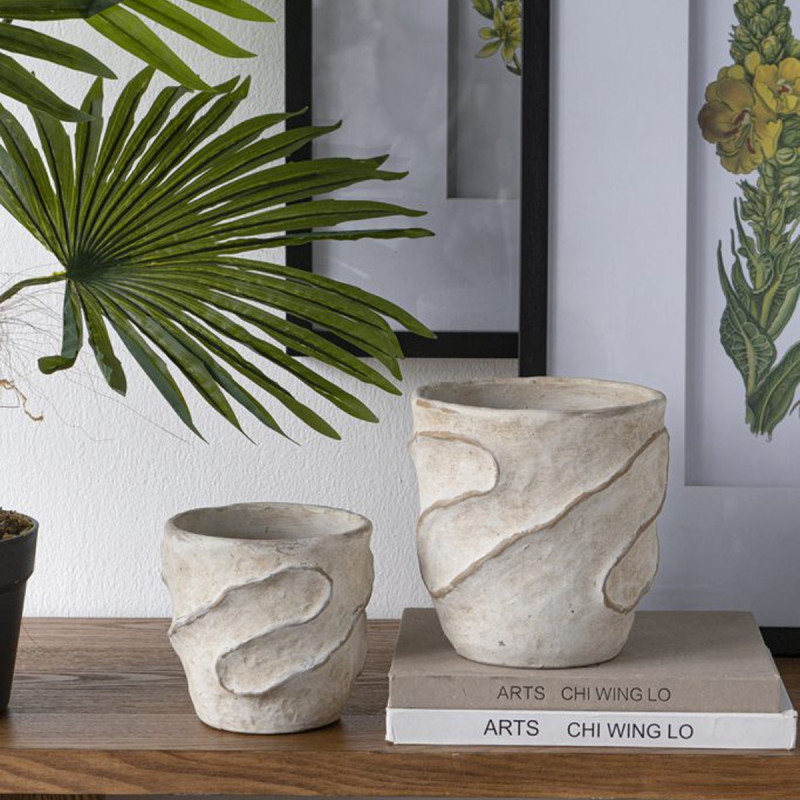 Artekko Artekko Cement Μπεζ Τσιμεντένια Κασπώ (18x18x18)cm 2pcs C8390