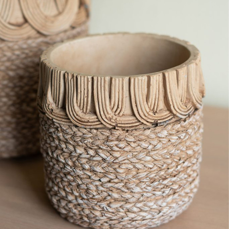 Artekko Artekko Cement Καφέ Τσιμεντένια Κασπώ (20x20x20)cm 2pcs C8404