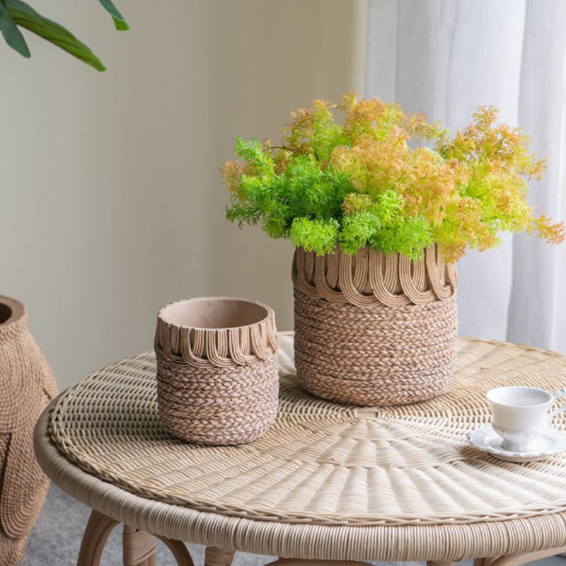 Artekko Artekko Cement Καφέ Τσιμεντένια Κασπώ (20x20x20)cm 2pcs C8404