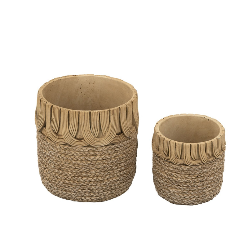 Artekko Artekko Cement Καφέ Τσιμεντένια Κασπώ (20x20x20)cm 2pcs C8404