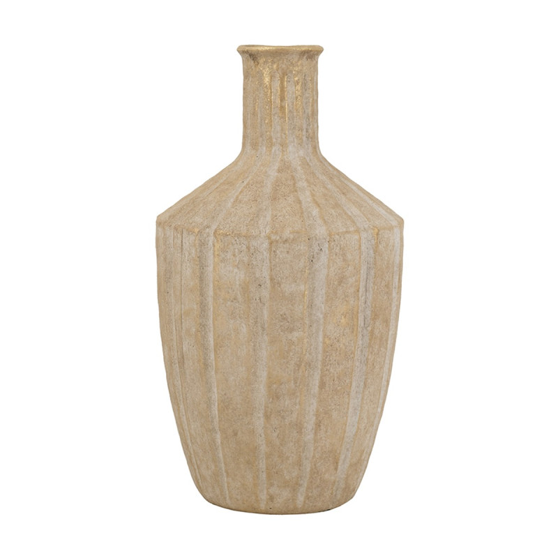 Artekko Artekko Candia Μπεζ Βάζο από Τερακότα με Χρυσό Φινίρισμα (23x23x43.5)cm C8430