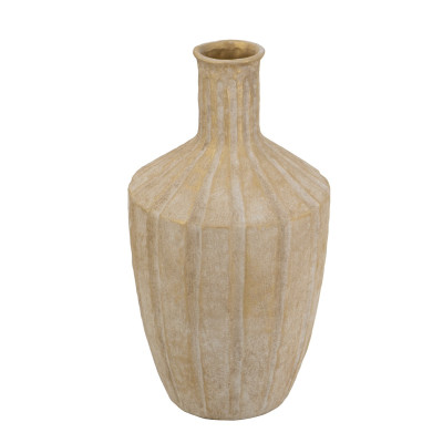 Artekko Artekko Candia Μπεζ Βάζο από Τερακότα με Χρυσό Φινίρισμα (23x23x43.5)cm C8430