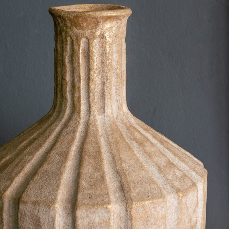 Artekko Artekko Candia Μπεζ Βάζο από Τερακότα με Χρυσό Φινίρισμα (23x23x43.5)cm C8430