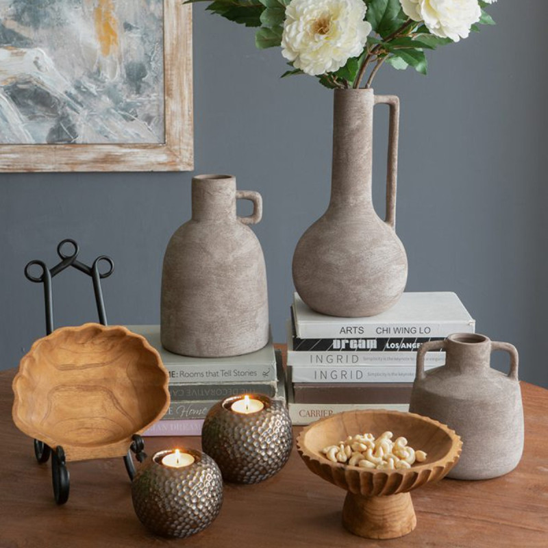 Artekko Artekko Candia Γκρι Βάζο από Τερακότα (16.5x16.5x25.5)cm C8437